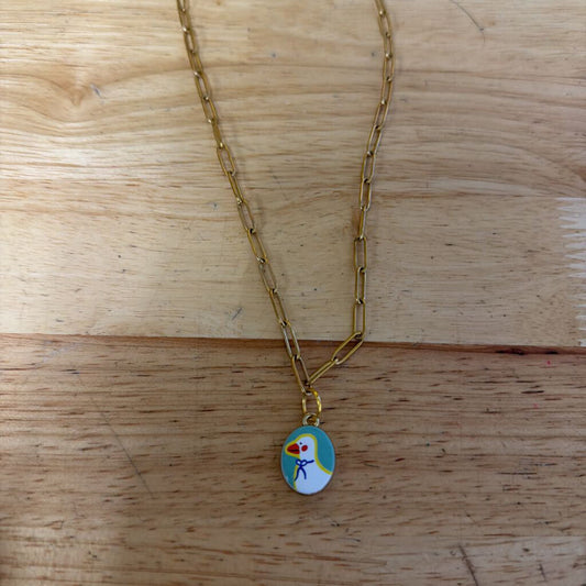 Gold Chain Necklace With Goose Charm