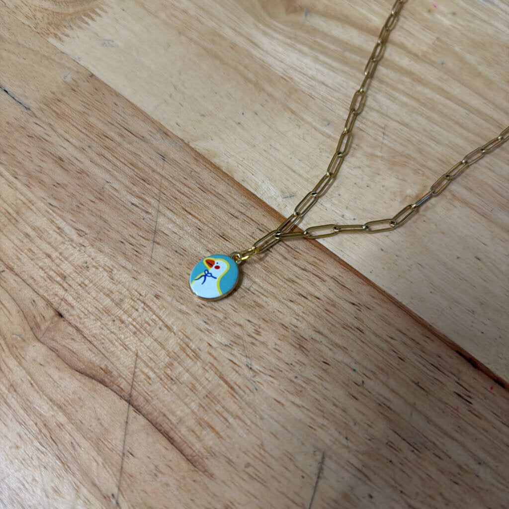 Gold Chain Necklace With Goose Charm