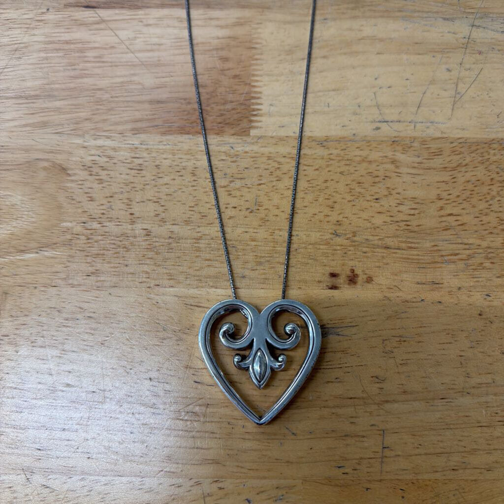 Brighton Silver Palace Hear Long Pendant Necklace