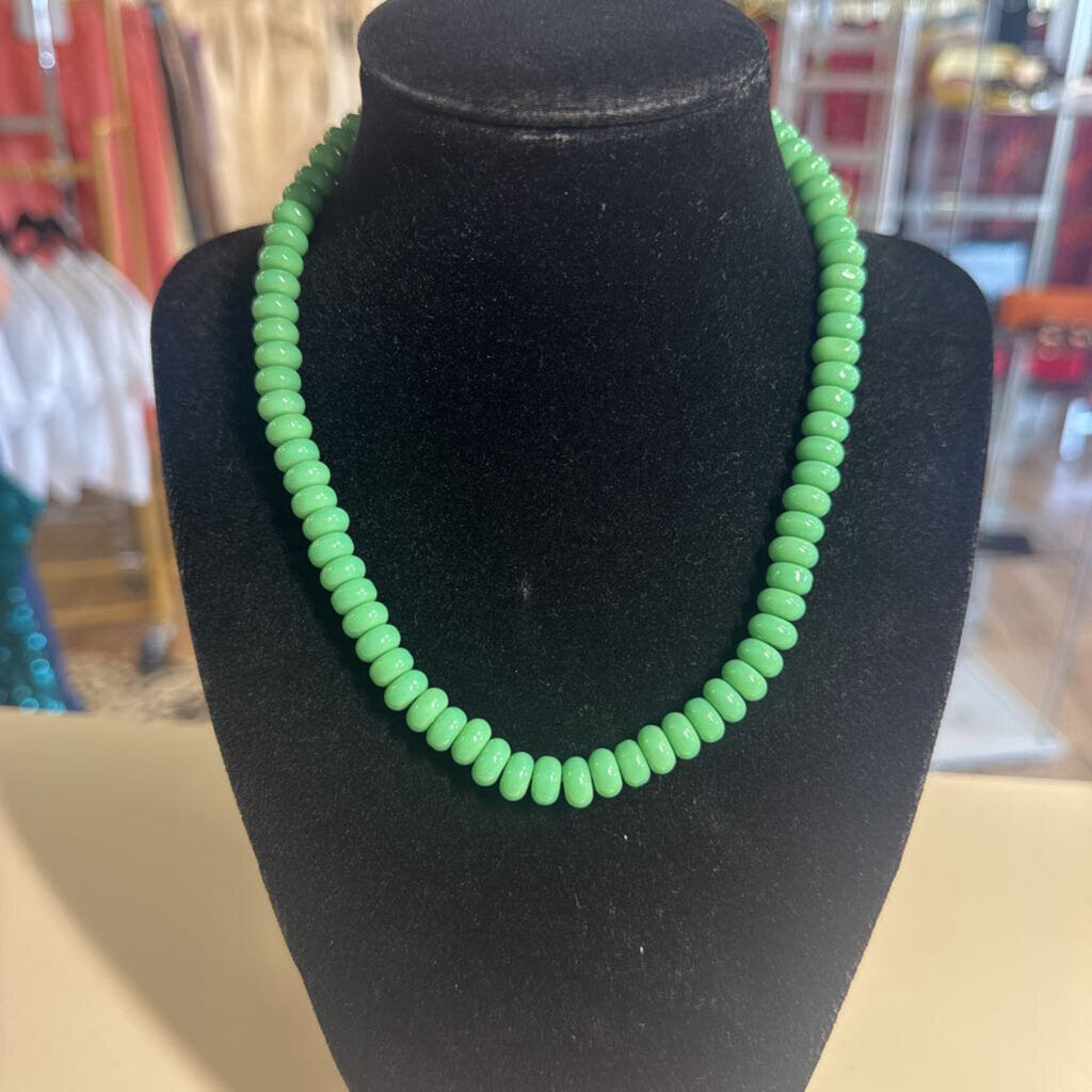 Jade Colored Glass Bead Necklace
