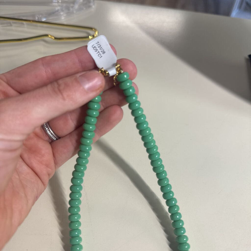 Jade Colored Glass Bead Necklace
