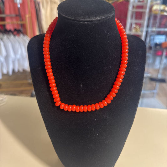 Red-Orange Glass Bead Necklace