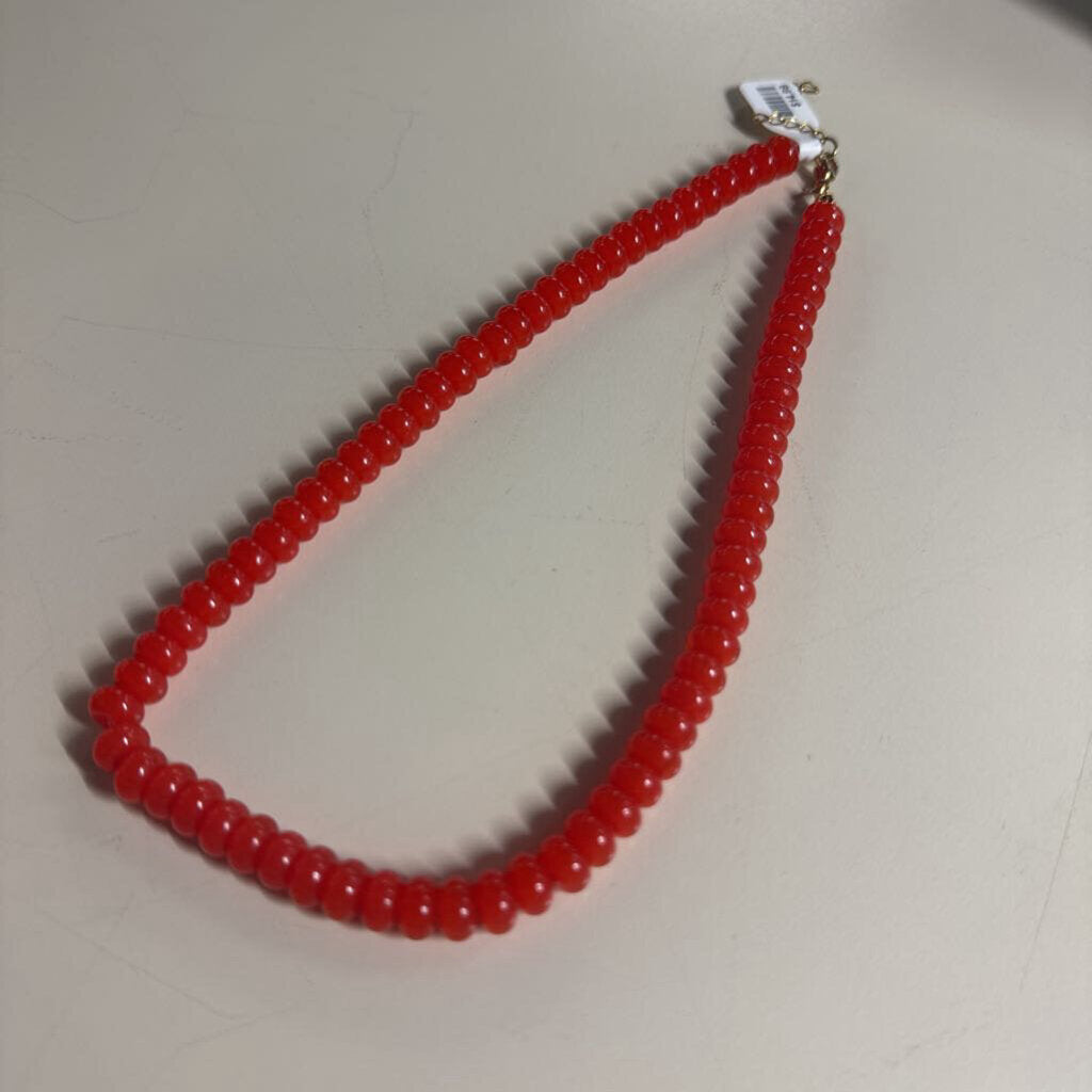 Red-Orange Glass Bead Necklace