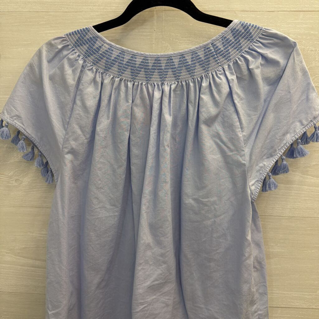 Vineyard Vines Blue Short Sleeve Tassel Detail Top Small