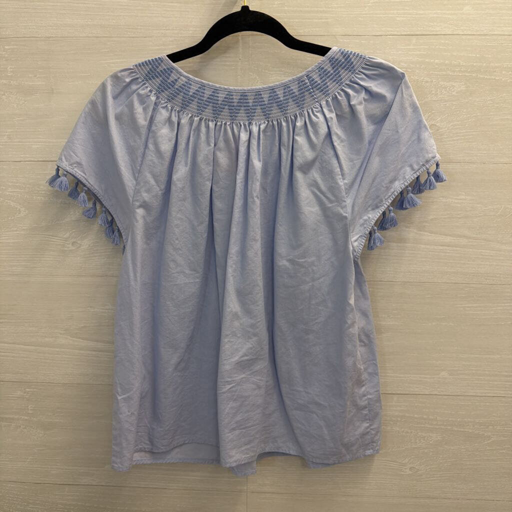 Vineyard Vines Blue Short Sleeve Tassel Detail Top Small