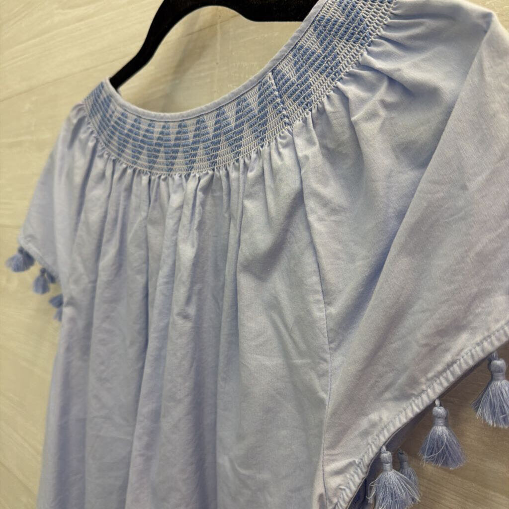 Vineyard Vines Blue Short Sleeve Tassel Detail Top Small