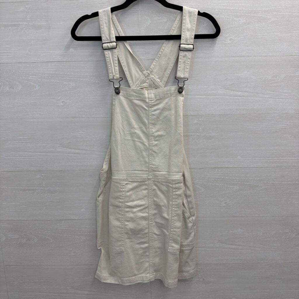 Altar'd State Cream Denim Overall Dress Medium
