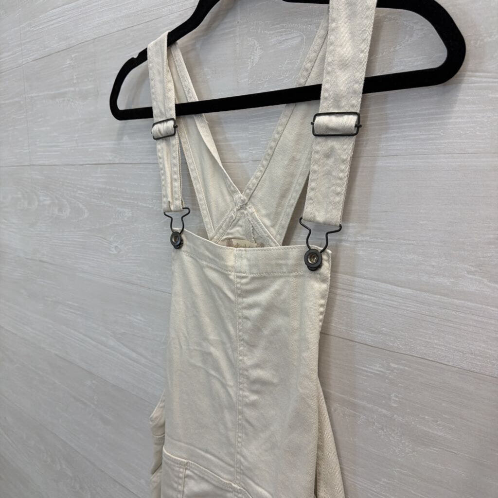Altar'd State Cream Denim Overall Dress Medium