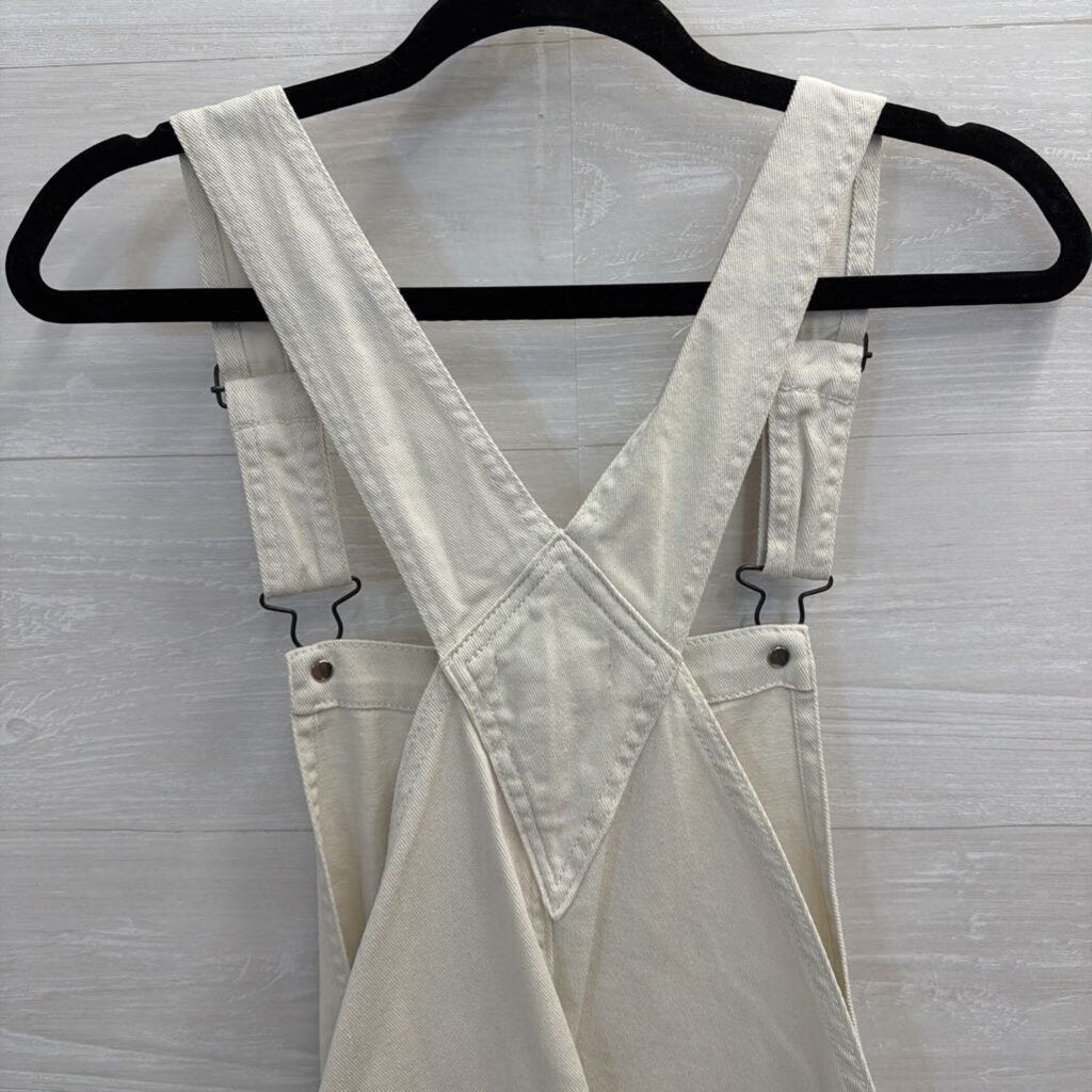 Altar'd State Cream Denim Overall Dress Medium