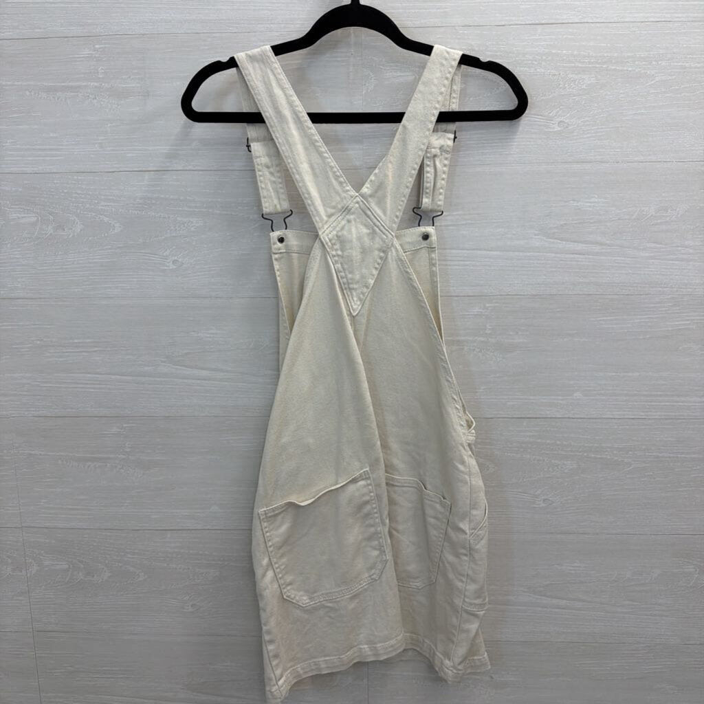 Altar'd State Cream Denim Overall Dress Medium