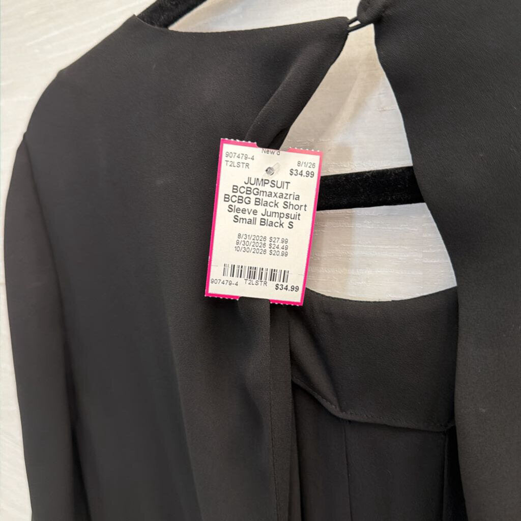 BCBG Black Short Sleeve Jumpsuit Small