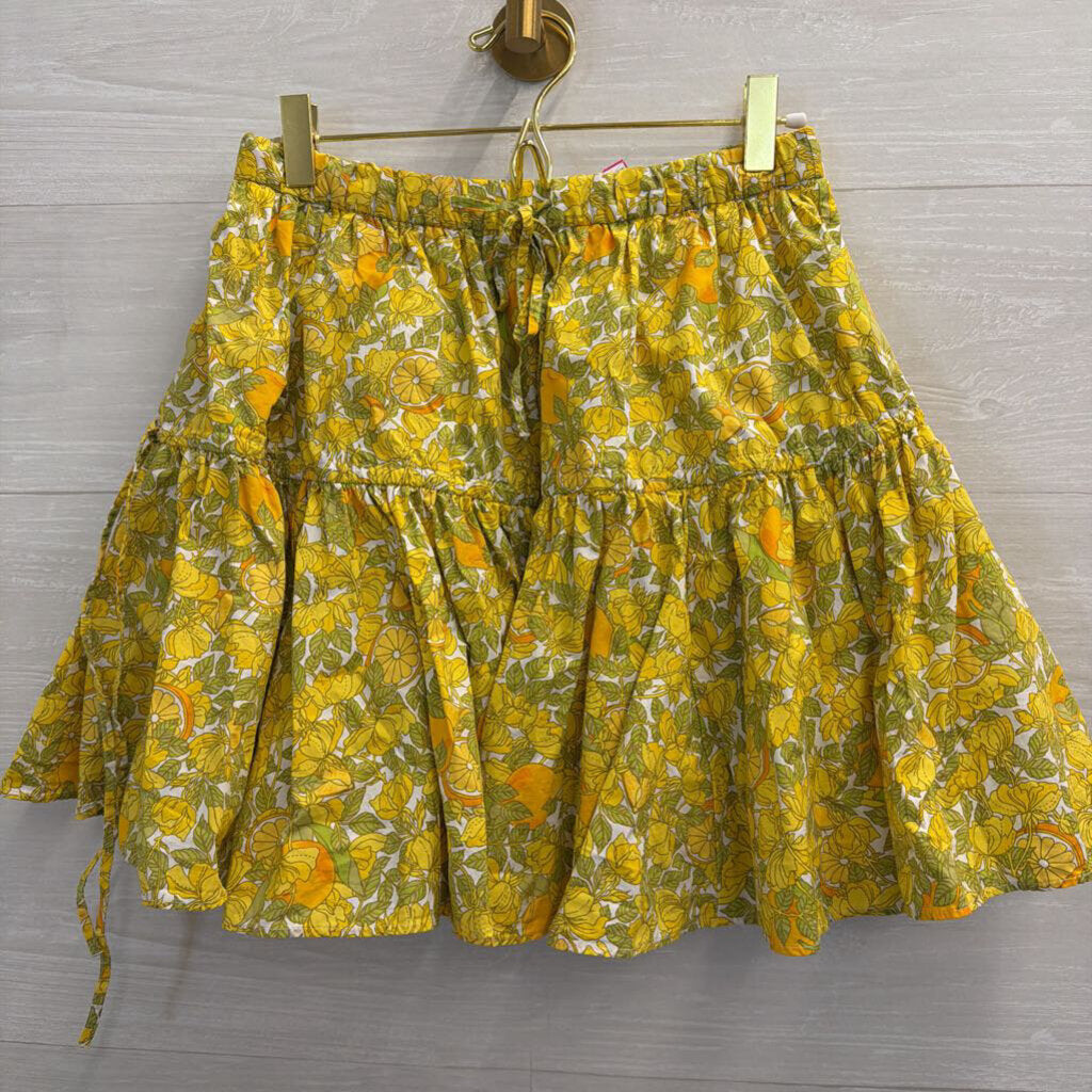 J Crew Green/ Yellow Print Mini Skirt XXS