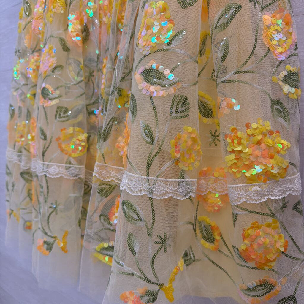 JESSAKAE Yellow Dequin Short Sleeve Dress XXL