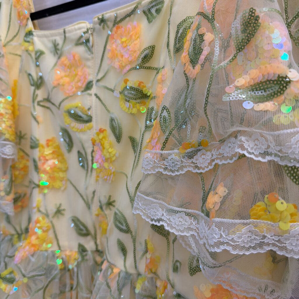 JESSAKAE Yellow Dequin Short Sleeve Dress XXL
