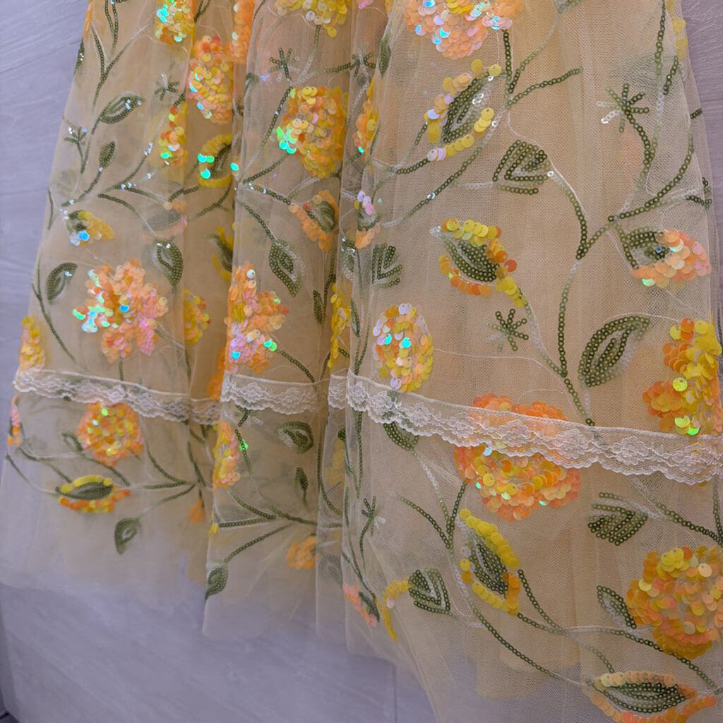 JESSAKAE Yellow Dequin Short Sleeve Dress XXL