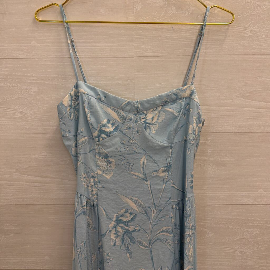 Loft Blue/ White Print Midi Dress Medium