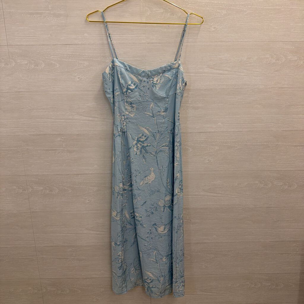Loft Blue/ White Print Midi Dress Medium