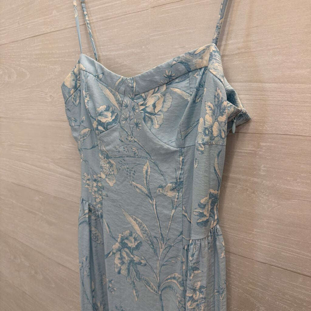 Loft Blue/ White Print Midi Dress Medium