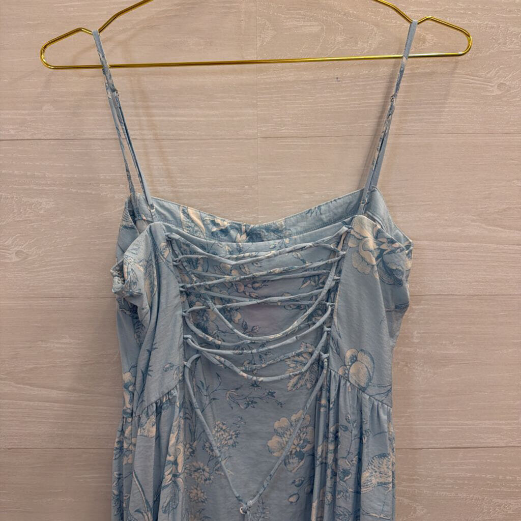 Loft Blue/ White Print Midi Dress Medium