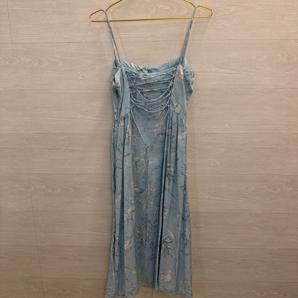 Loft Blue/ White Print Midi Dress Medium