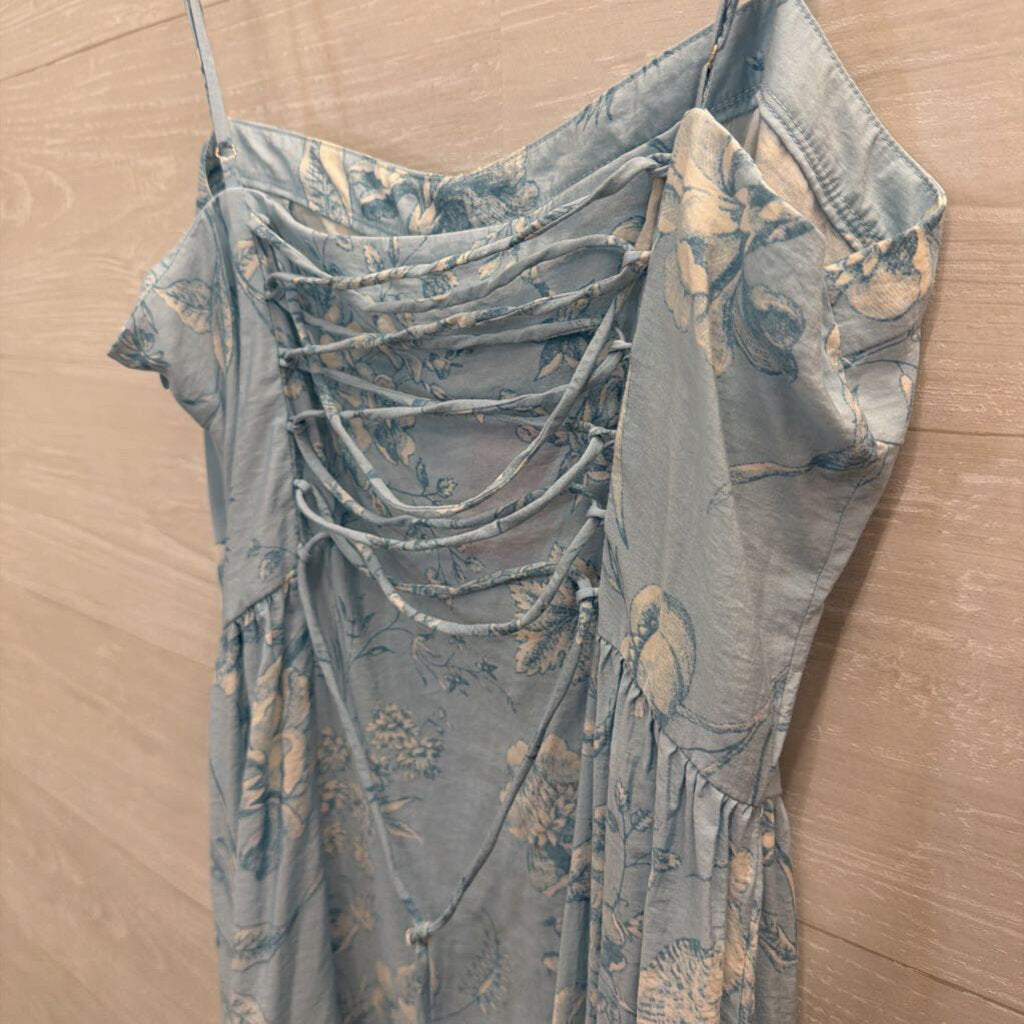 Loft Blue/ White Print Midi Dress Medium