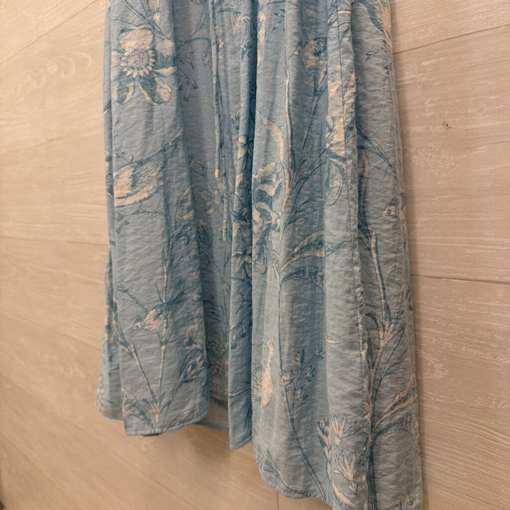 Loft Blue/ White Print Midi Dress Medium
