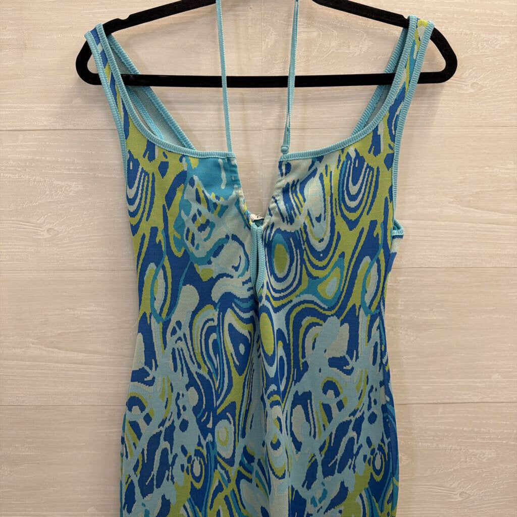 Zara Blue/ Green Print Knit Dress Medium
