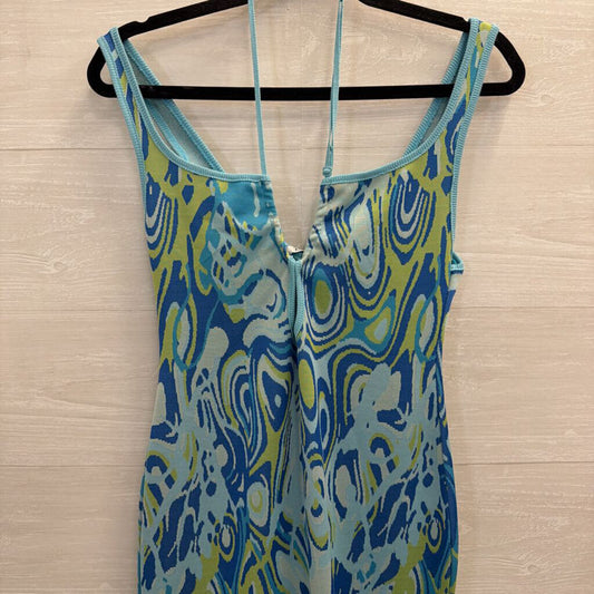 Zara Blue/ Green Print Knit Dress Medium