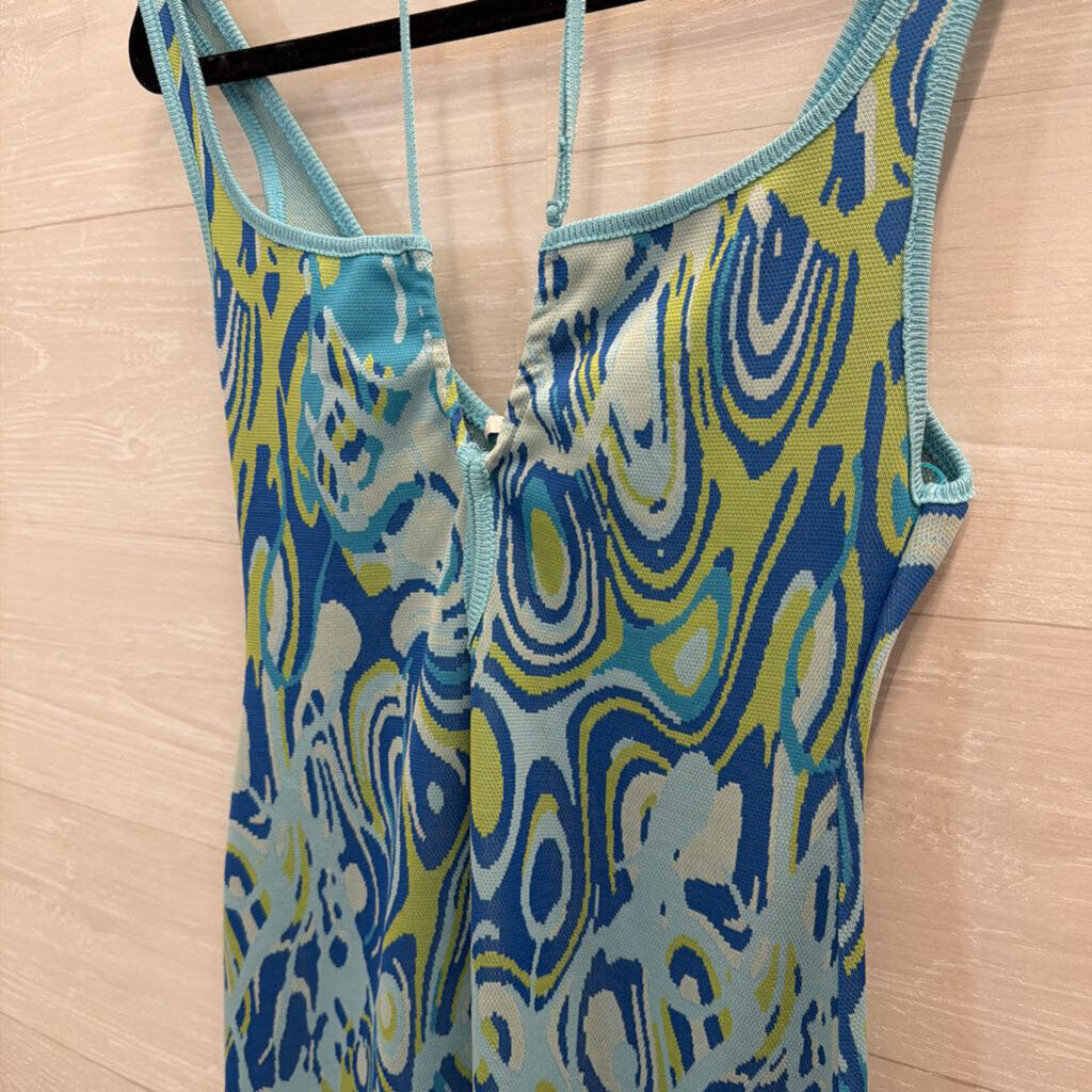 Zara Blue/ Green Print Knit Dress Medium