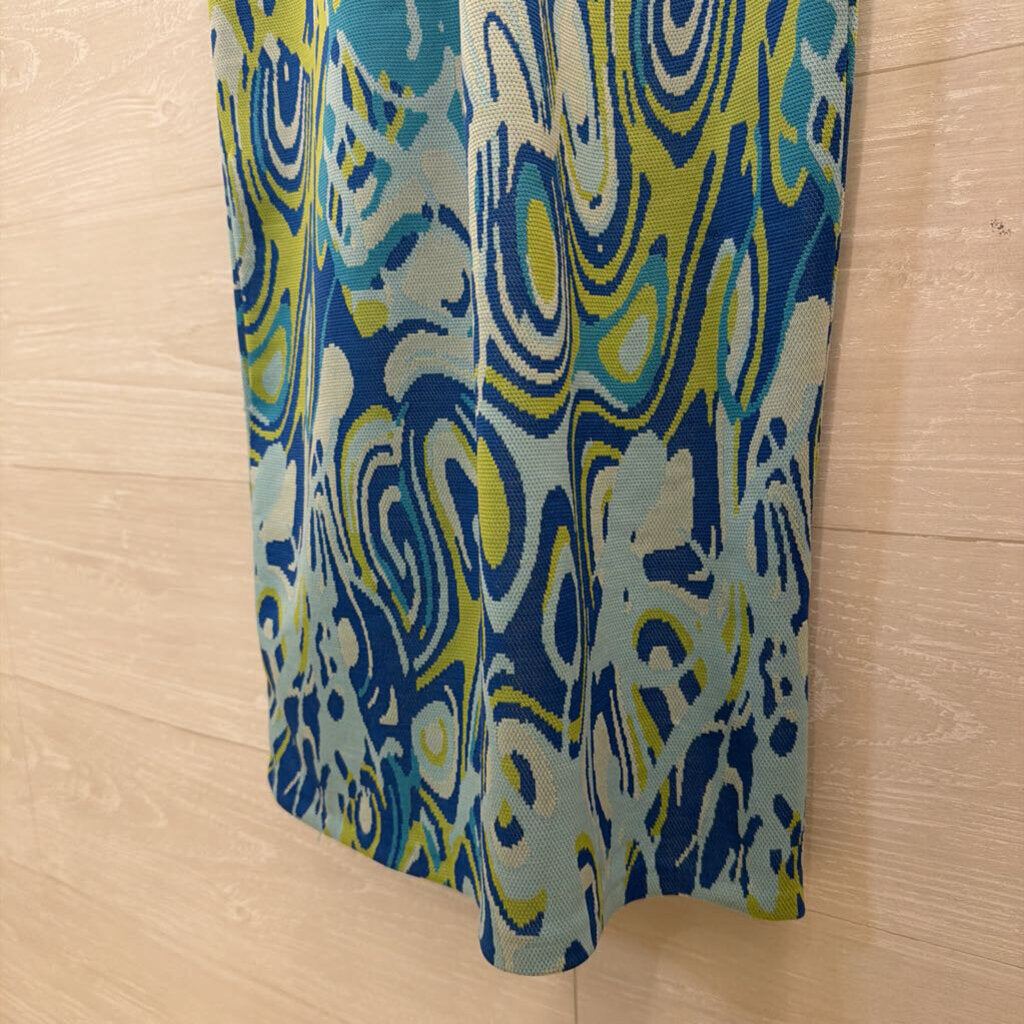 Zara Blue/ Green Print Knit Dress Medium