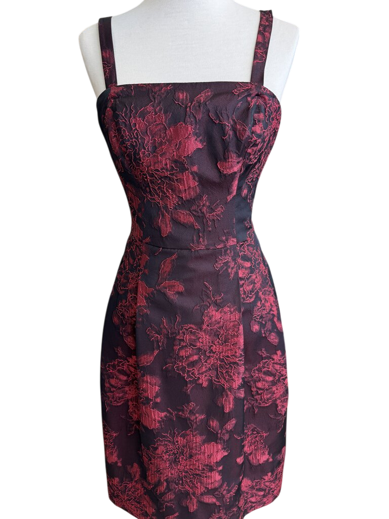 W by Worth Black/ Red Print Short Formal Dress Medium