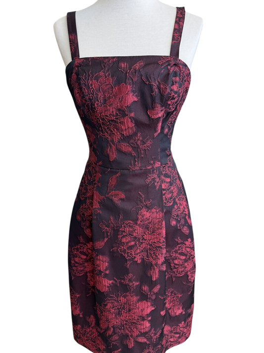 W by Worth Black/ Red Print Short Formal Dress Medium