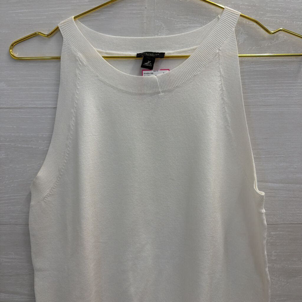 Ann Taylor White Knit Sleeveless Top Small