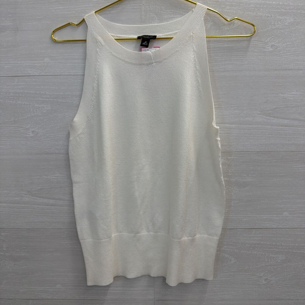 Ann Taylor White Knit Sleeveless Top Small