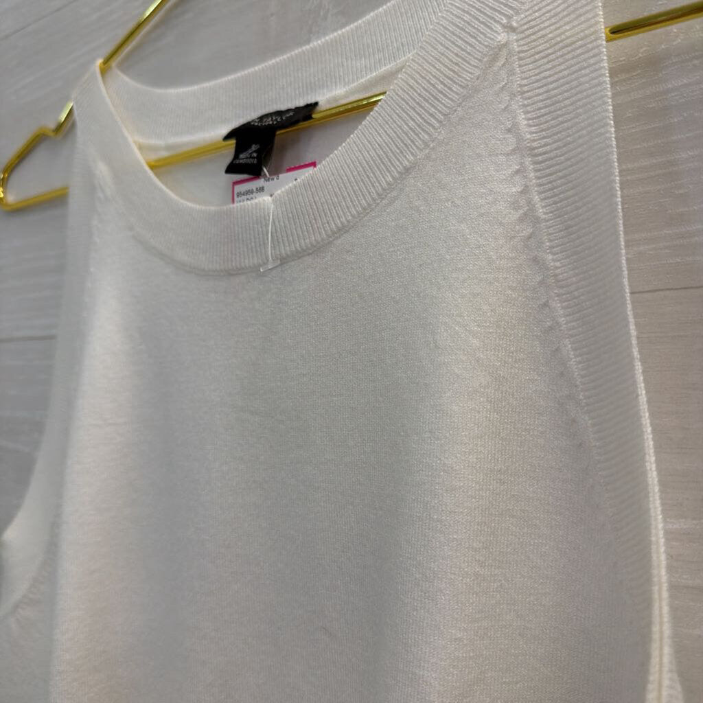 Ann Taylor White Knit Sleeveless Top Small