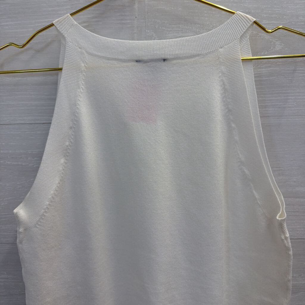 Ann Taylor White Knit Sleeveless Top Small