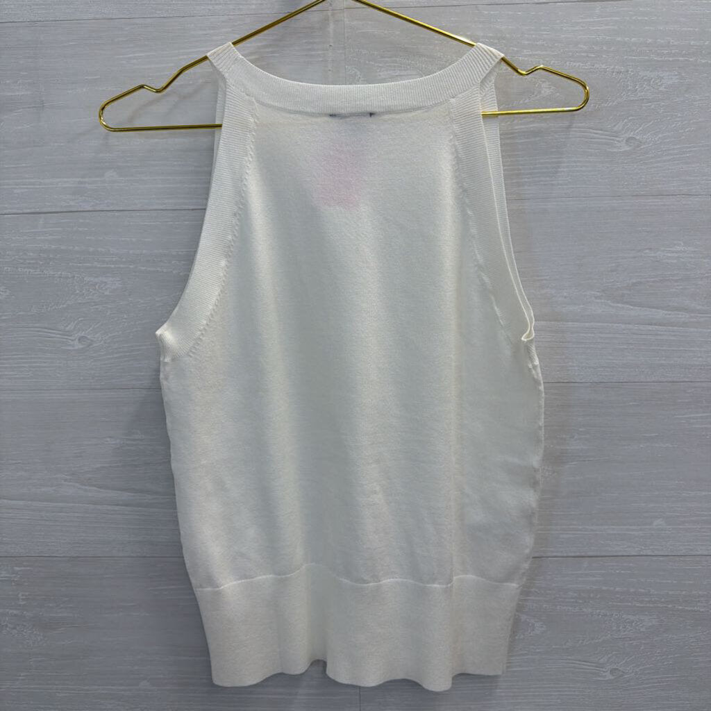 Ann Taylor White Knit Sleeveless Top Small