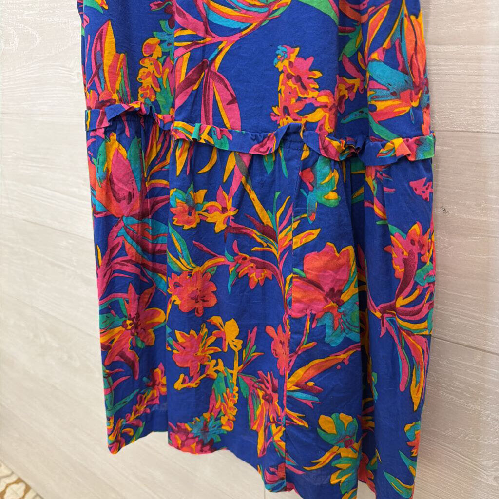 J Crew Royal Blue/ Multi Floral Print Midi Dress 4