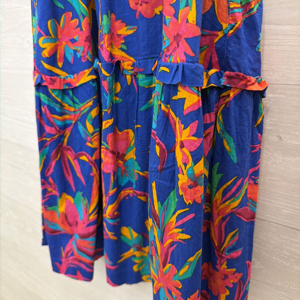 J Crew Royal Blue/ Multi Floral Print Midi Dress 4