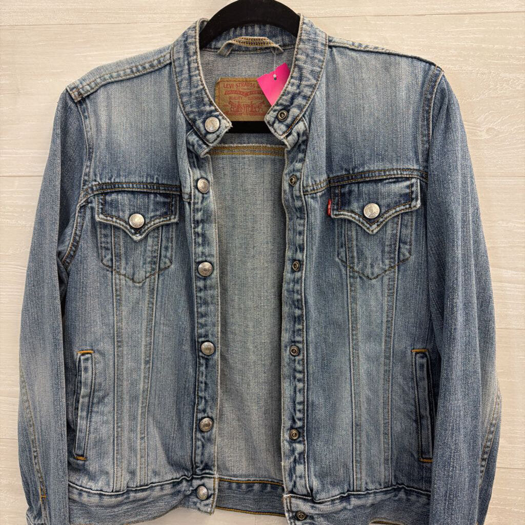 Levi Medium Wash Denim Moto Jacket Small