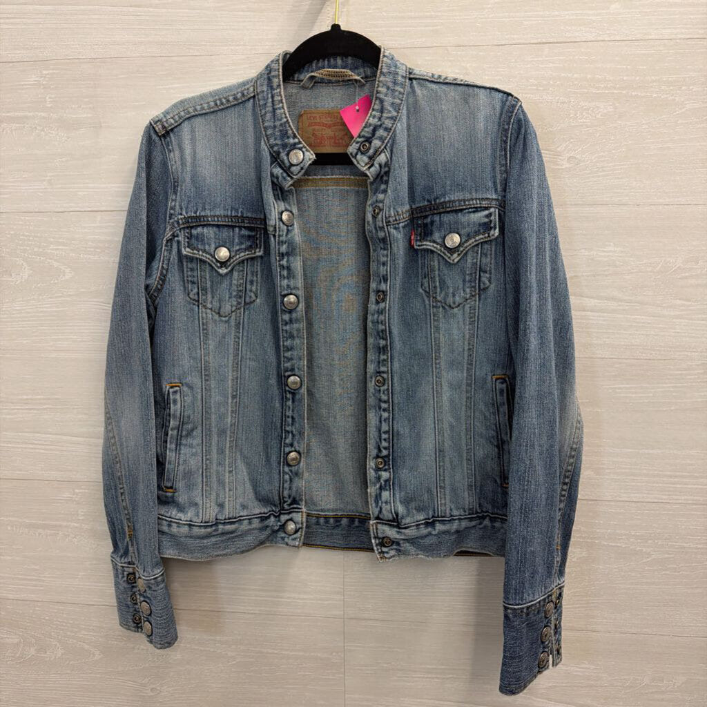 Levi Medium Wash Denim Moto Jacket Small