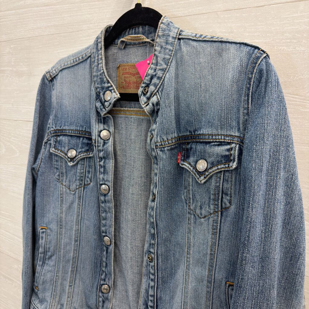 Levi Medium Wash Denim Moto Jacket Small