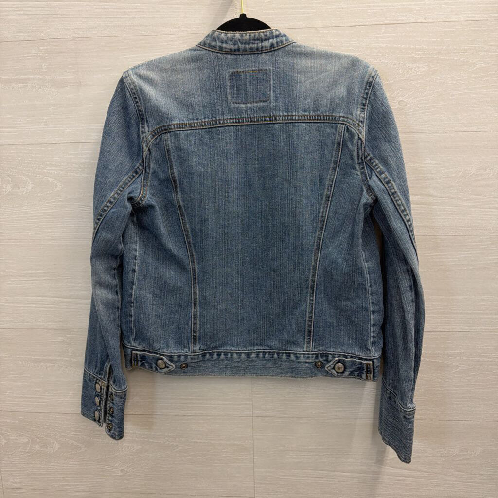 Levi Medium Wash Denim Moto Jacket Small