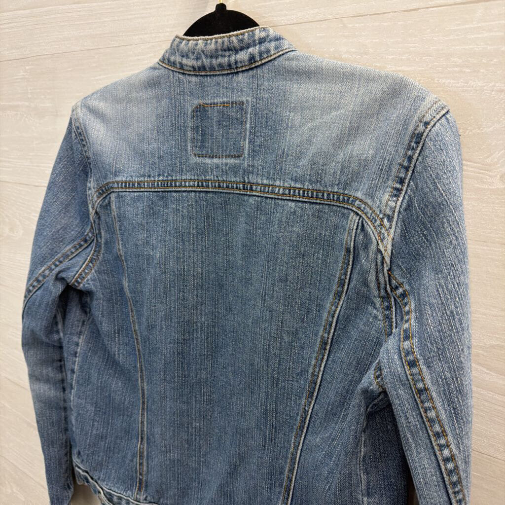 Levi Medium Wash Denim Moto Jacket Small