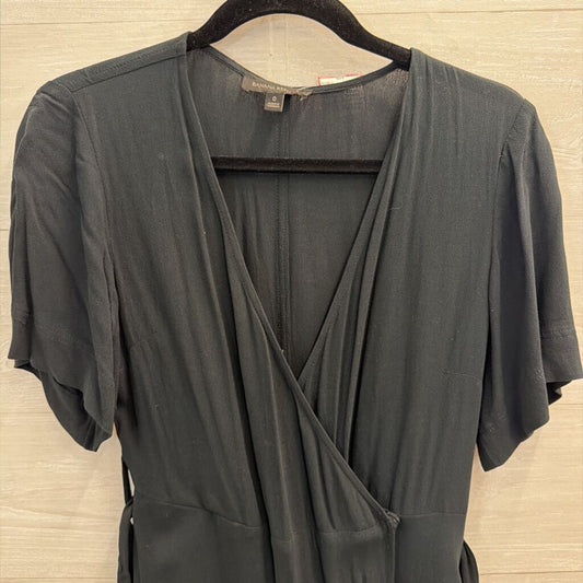 Banana Republic Black Short Sleeve Belted Maxi Dress 0