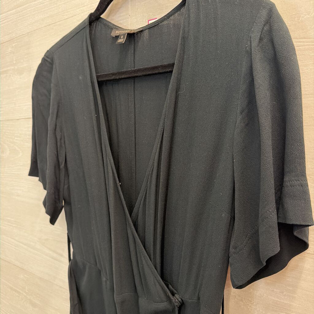 Banana Republic Black Short Sleeve Belted Maxi Dress 0