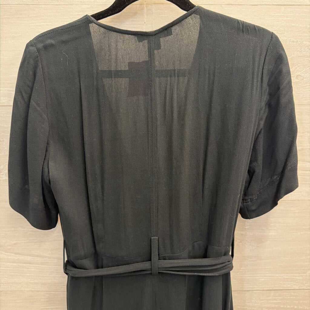 Banana Republic Black Short Sleeve Belted Maxi Dress 0