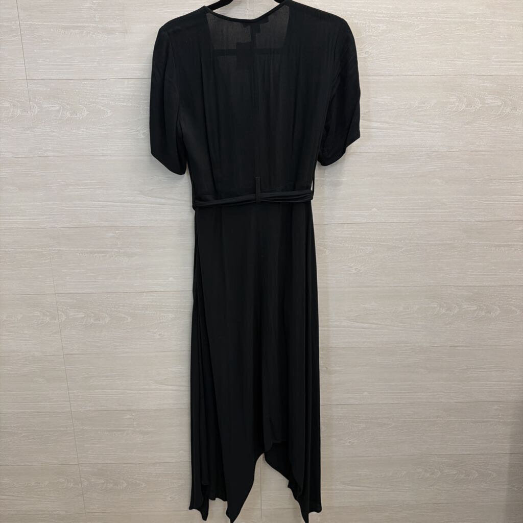 Banana Republic Black Short Sleeve Belted Maxi Dress 0