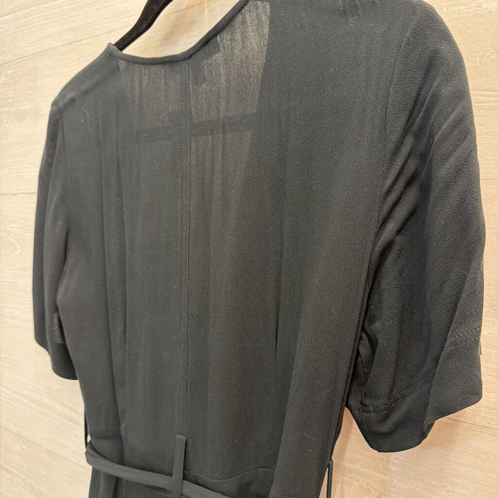 Banana Republic Black Short Sleeve Belted Maxi Dress 0
