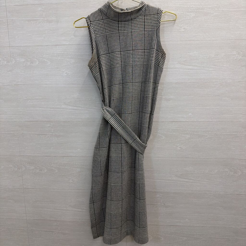 Banana Republic White/ Black Houndstooth High Neck Sleeveless Dress 0